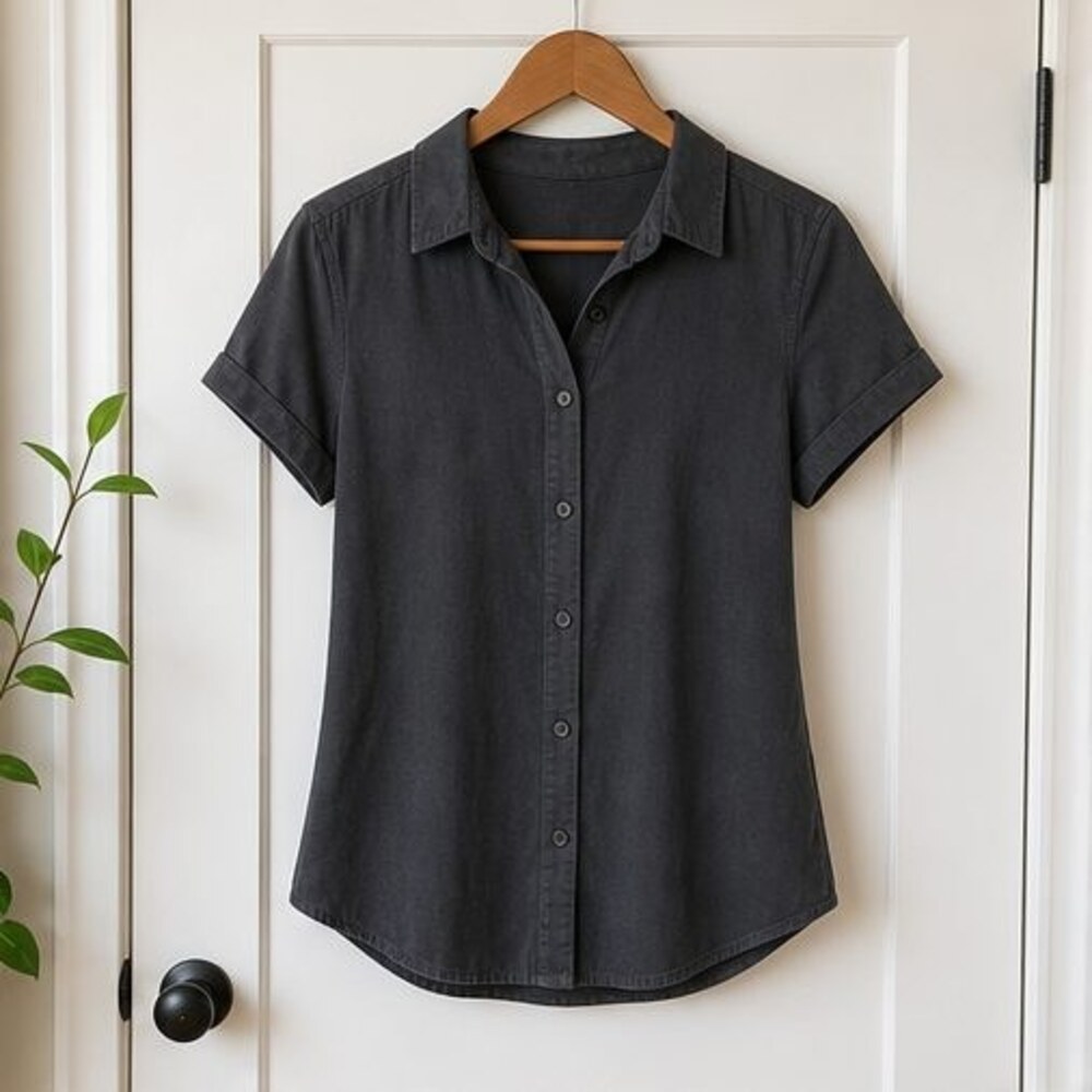 Charcoal Button Blouse